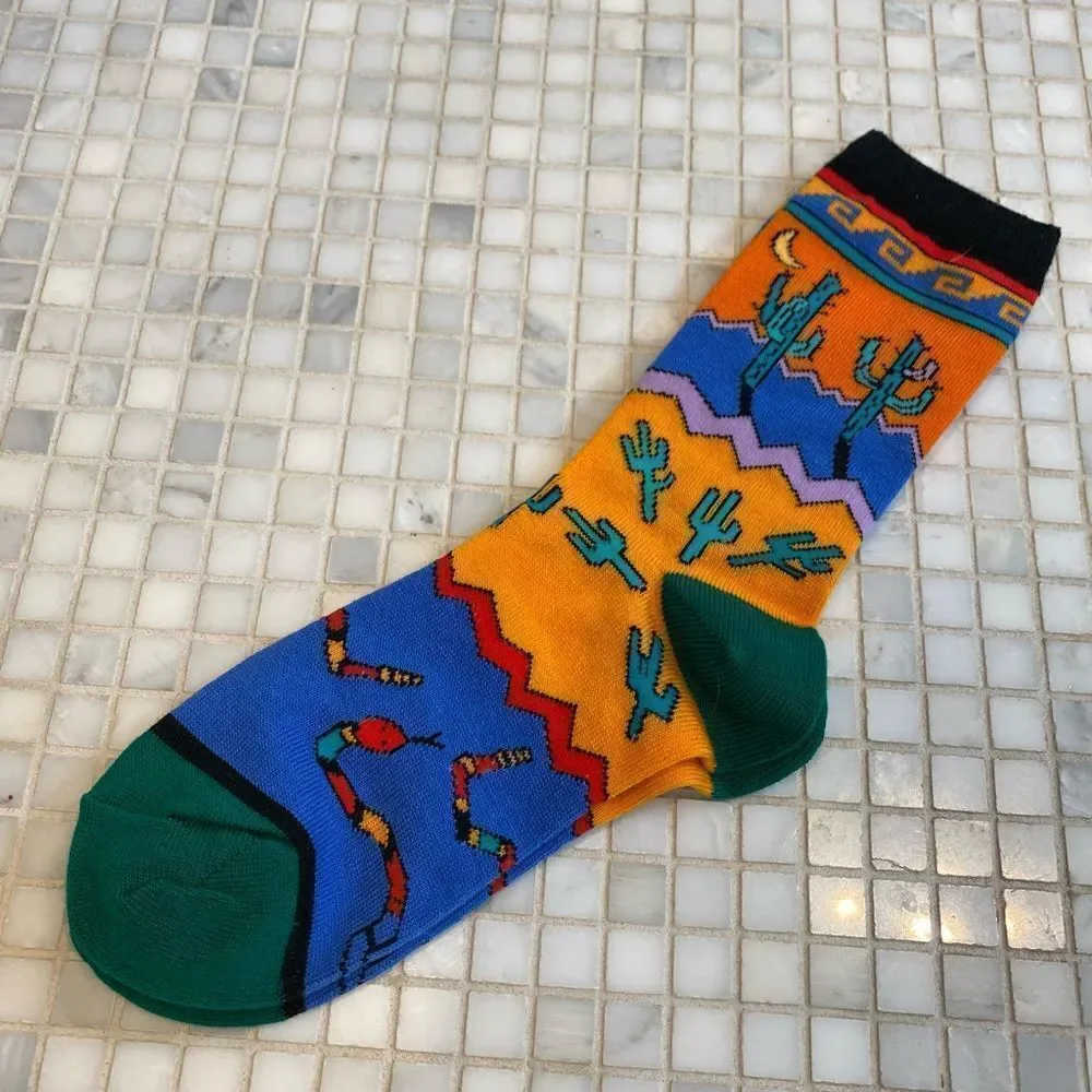 Colorful Southwest Cactus Desert Snake Socks